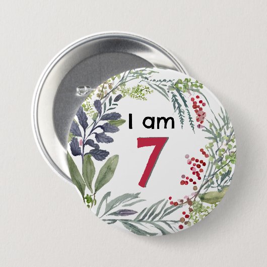 Ik ben 7 mooie bloemige Pin Badge Button (Voorkant /achterkant)