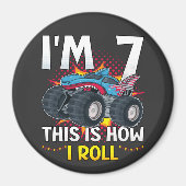 Ik ben 7... zo ga ik Monster Truck Circle draaien. Magneet (Voorkant)