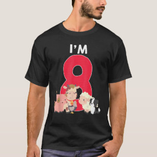 Ik ben 8 jaar oud verjaardag Boer Jongen Meisje Di T-shirt