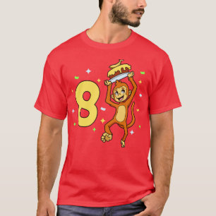 Ik ben 8 met aap kinderen verjaardag 8 jaar oud t-shirt