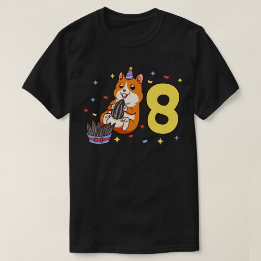 Ik ben 8 met hamster kinderen verjaardag 8 jaar ou t-shirt (Design voorkant)