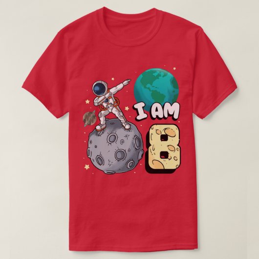 Ik ben 8 Space Astronaut Kind Moon Walker 8th Birt T-shirt (Design voorkant)