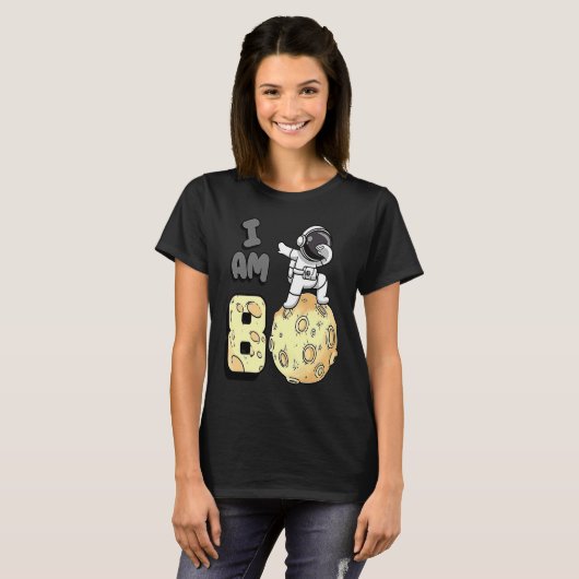 Ik ben 8 Space Astronaut Kind Moon Walker 8th Birt T-shirt (Voorkant volledig)