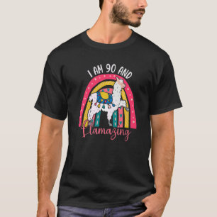 Ik ben 90 jaar oud en lamazing Alpaca Llama 90th T-shirt