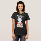 Ik ben 93 Cute cat kitten met verjaardagstaart T-shirt (Voorkant volledig)
