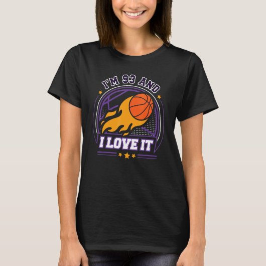Ik ben 93 en ik hou van Basketball 93th Birthday V T-shirt (Voorkant)