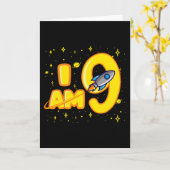 IK BEN 9 JAAR OUD 9e verjaardag Jonthday Space Kaart (Gele Bloem)