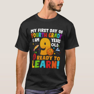 Ik ben 9 klaar om mijn rug naar school vierde 4e t t-shirt