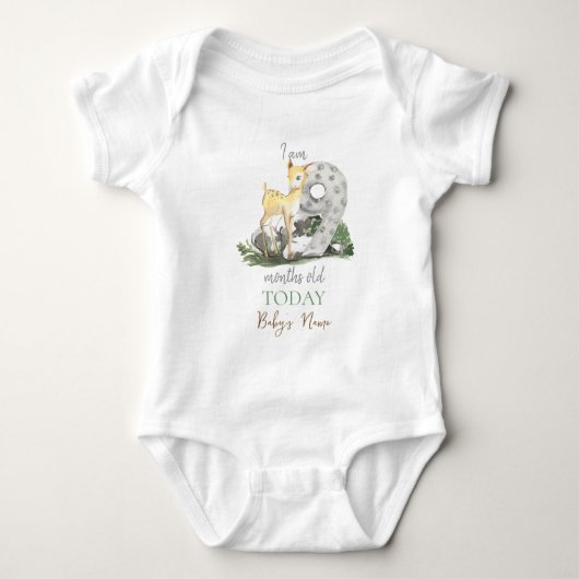 Ik ben "9" maanden oud Quote Forest Theme Baby Dee Romper (Voorkant)