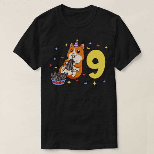 Ik ben 9 met hamster kinderen verjaardag 9 jaar ou t-shirt (Design voorkant)