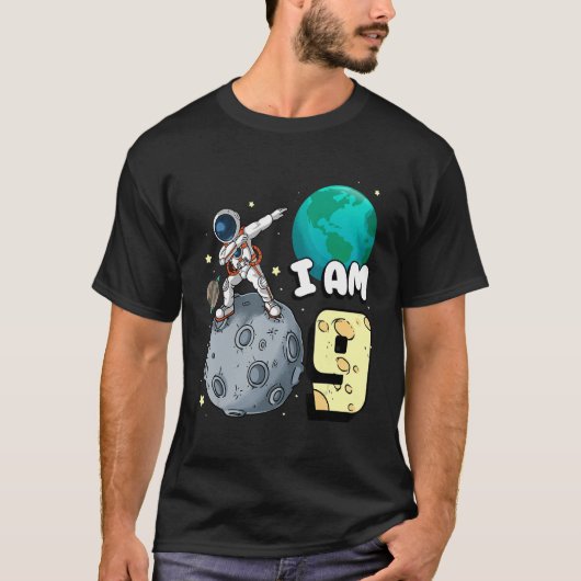 Ik ben 9 Space Astronaut Kind Moon Walker 9th Birt T-shirt (Voorkant)