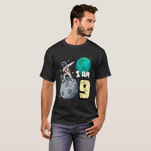 Ik ben 9 Space Astronaut Kind Moon Walker 9th Birt T-shirt (Voorkant volledig)