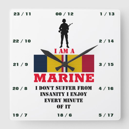 IK BEN A-MARINE VIERKANTE KLOK (Voorkant)