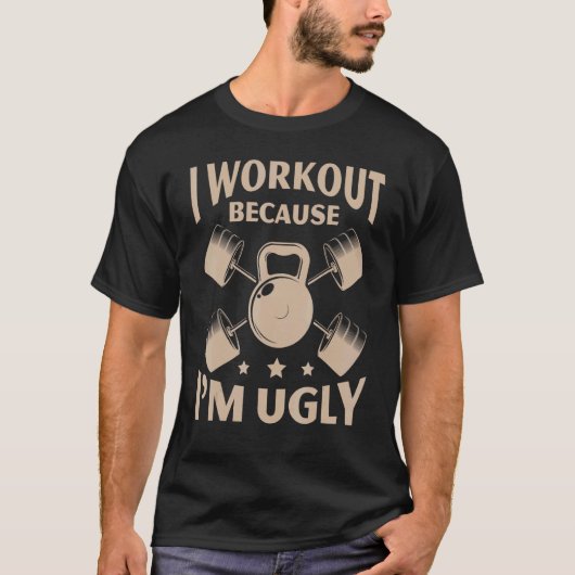 Ik ben aan het trainen omdat ik lelijke gym fitnes t-shirt (Voorkant)