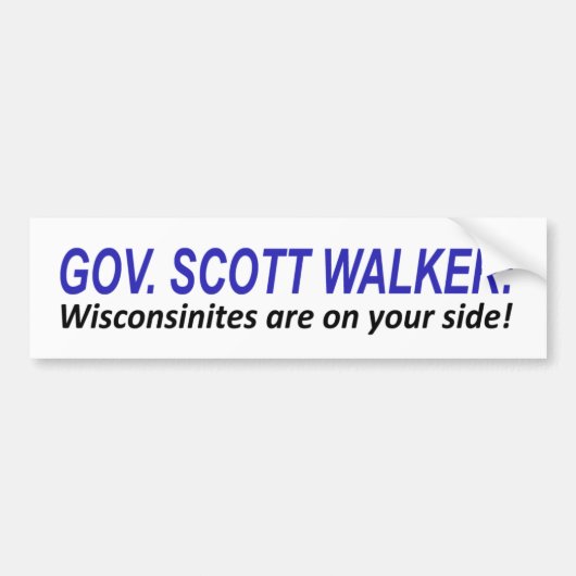 Ik ben aan Scott Walker's Side. Bumpersticker (Voorkant)