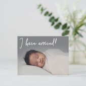 Ik ben aangekomen Baby Foto Geboorte Aankondiging (Staand voorkant)