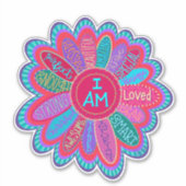 Ik ben aanmoediging roze bloem, inspirativiteit sticker (Voorkant)