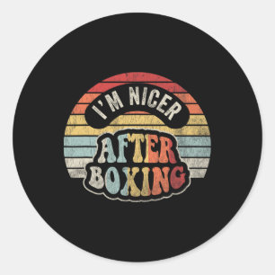 Ik ben aardiger na boksen retro stijl ronde sticker