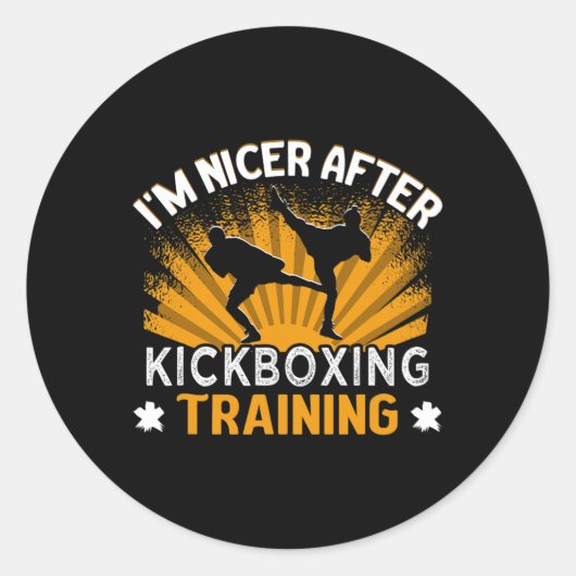 Ik ben aardiger na kickboks training Trainer Kickb Ronde Sticker (Voorkant)