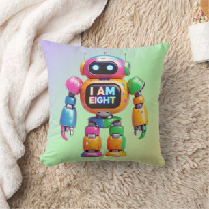 Ik ben acht robot voor kinderen 8e verjaardag robo kussen