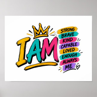 Ik Ben Affirmaties Poster Motiverende Muurkunst