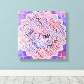 Ik ben Affirmations Word Cloud Art in lotus Canvas Afdruk (Insitu (Houten vloer))