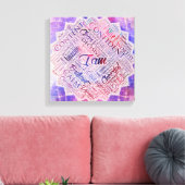 Ik ben Affirmations Word Cloud Art in lotus Canvas Afdruk (Insitu (Woonkamer))