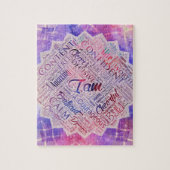 Ik ben Affirmations Word Cloud Art in lotus Legpuzzel (Verticaal)