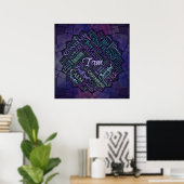Ik ben Affirmations Word Cloud Art in lotus Poster (Thuiskantoor)