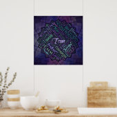 Ik ben Affirmations Word Cloud Art in lotus Poster (Keuken)