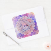 Ik ben Affirmations Word Cloud Art in lotus Vierkante Sticker (Envelop)