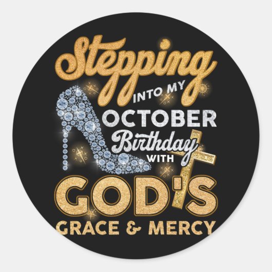 Ik ben afgelopen oktober met Gods Grace Ronde Sticker (Voorkant)