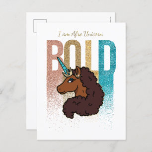 Ik ben Afro Eenhoorn Bold Glitter Design Briefkaart