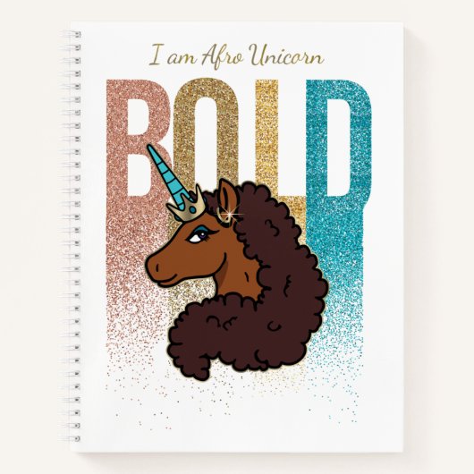 Ik ben Afro Eenhoorn | Bold Glitter Design Notitieboek (Voorkant)