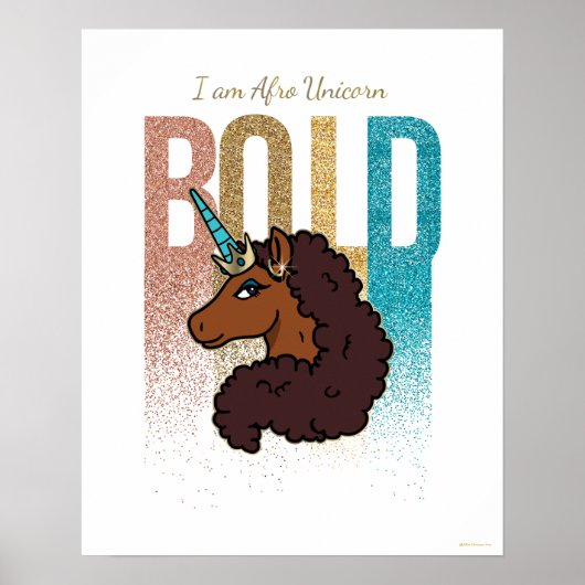 Ik ben Afro Eenhoorn | Bold Glitter Design Poster (Voorkant)