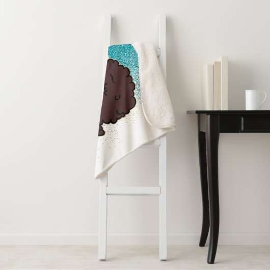 Ik ben Afro Eenhoorn | Bold Glitter Design Sherpa Deken (In situ)