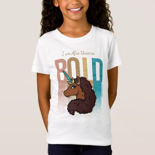 Ik ben Afro Eenhoorn | Bold Glitter Design T-shirt (Voorkant)