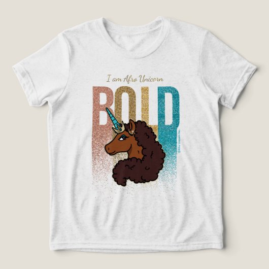 Ik ben Afro Eenhoorn | Bold Glitter Design Tri-Blend Shirt (Design voorkant)