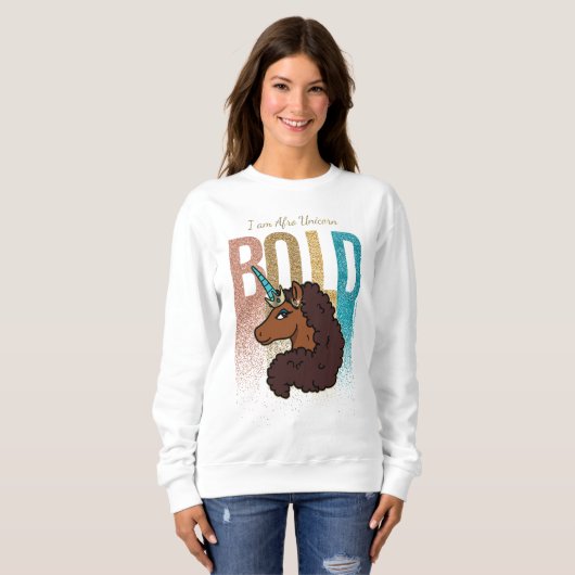 Ik ben Afro Eenhoorn | Bold Glitter Design Trui (Voorkant volledig)