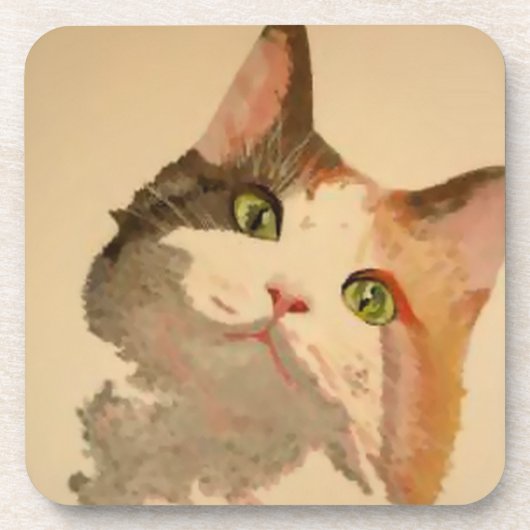 Ik ben All Ears: Calico Cat Portrait Drankjes Onderzetter (Voorkant)