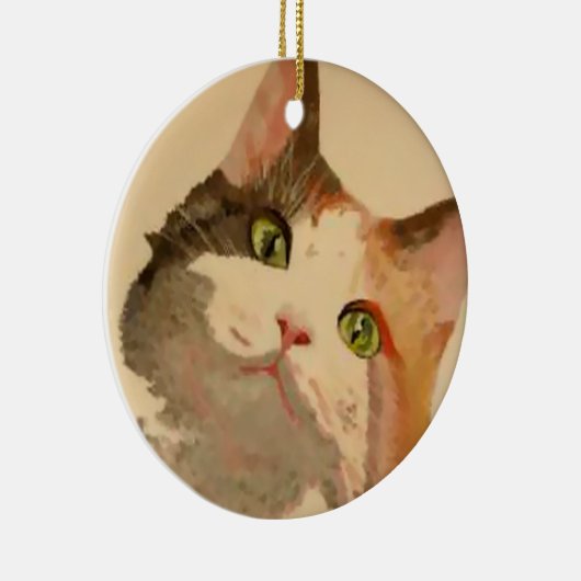 Ik ben All Ears: Calico Cat Portrait Keramisch Ornament (Rechts)