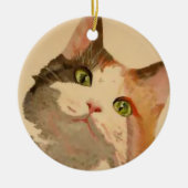 Ik ben All Ears: Calico Cat Portrait Keramisch Ornament (Voorkant)
