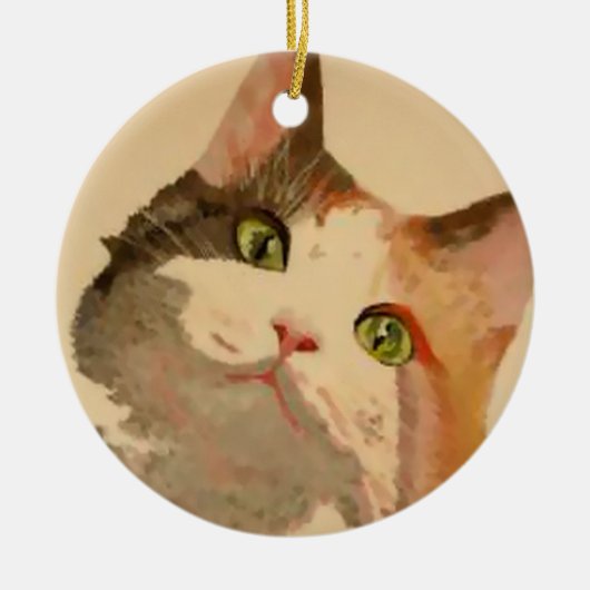 Ik ben All Ears: Calico Cat Portrait Keramisch Ornament (Voorkant)