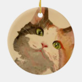 Ik ben All Ears: Calico Cat Portrait Keramisch Ornament (Achterkant)