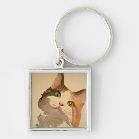 Ik ben All Ears: Calico Cat Portrait Sleutelhanger (Voorkant)