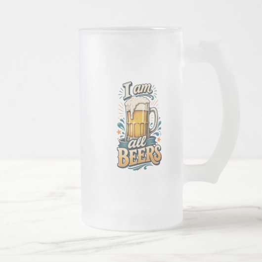Ik ben alle bieren inspirerend matglas bierpul (Rechts)