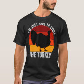 Ik ben alleen hier om de Turks Retro Thanksgivi te T-shirt (Voorkant)