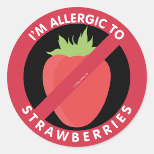 Ik ben allergisch voor aardbeien allergie symbool ronde sticker