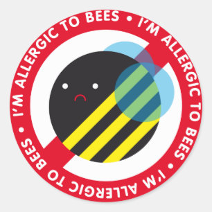Ik ben allergisch voor bijen. ronde sticker