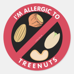 Ik ben allergisch voor boomnoten voedselallergiesy ronde sticker